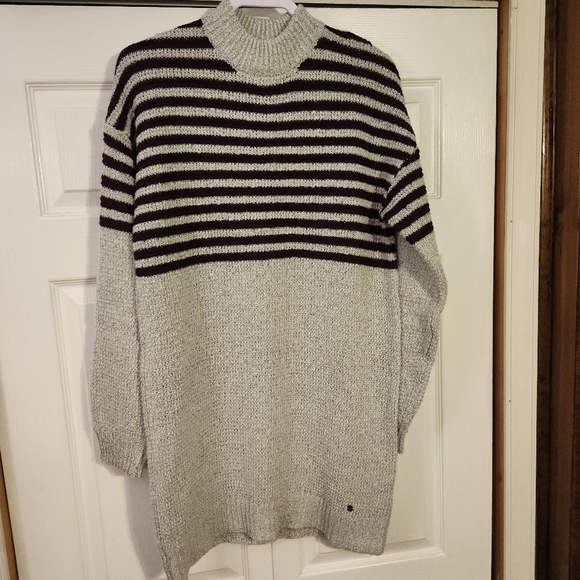 VOLCOM COLD DAZE SWEATER KNIT DRESS HEATHER GREY/WINE MOCKNECK WOMENS SZ S  EUC - Picture 12 of 14